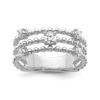 Lab-Grown Diamond Triple Band in 14K White Gold, 4mm (3/8 ct. tw.), Size 7 - Sophia Jewelers
