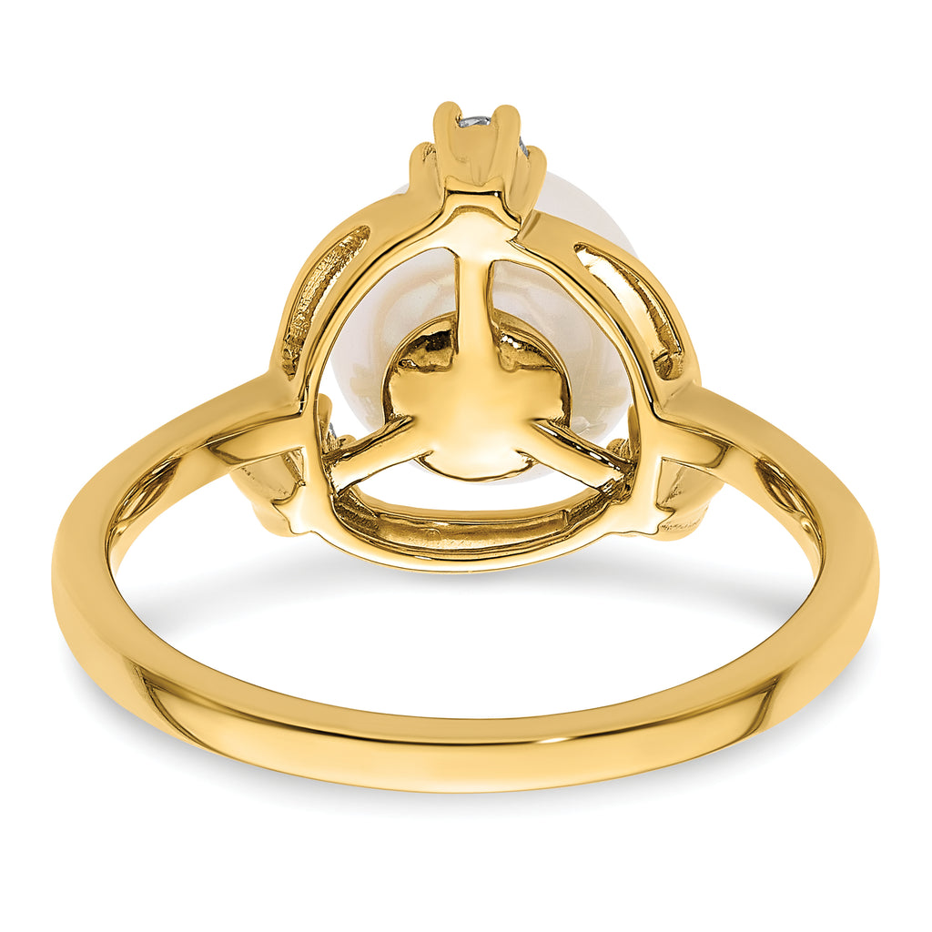 14k 1/5 carat Lab Grown Diamond VS/SI+ G+ and 8.00 mm Round Freshwater Cultured Pearl Ring