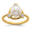14k 1/5 carat Lab Grown Diamond VS/SI+ G+ and 8.00 mm Round Freshwater Cultured Pearl Ring