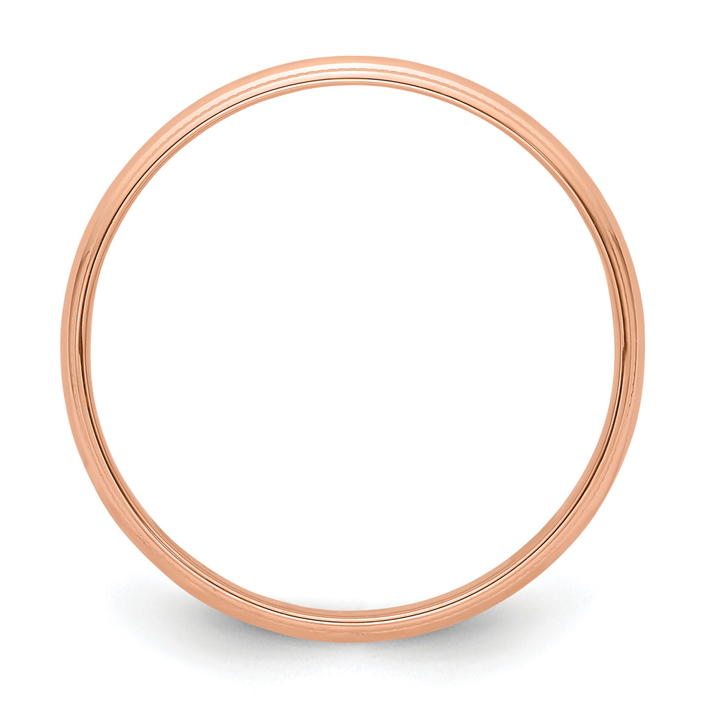 14k Rose Gold 4mm Lightweight Milgrain Half Round Wedding Band