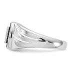 Sterling Silver Polished Onyx & Diamond Cross Men's Ring
