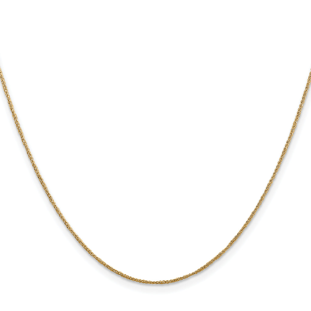 14K Yellow Gold Solid Rope Chain Necklace 0.7mm