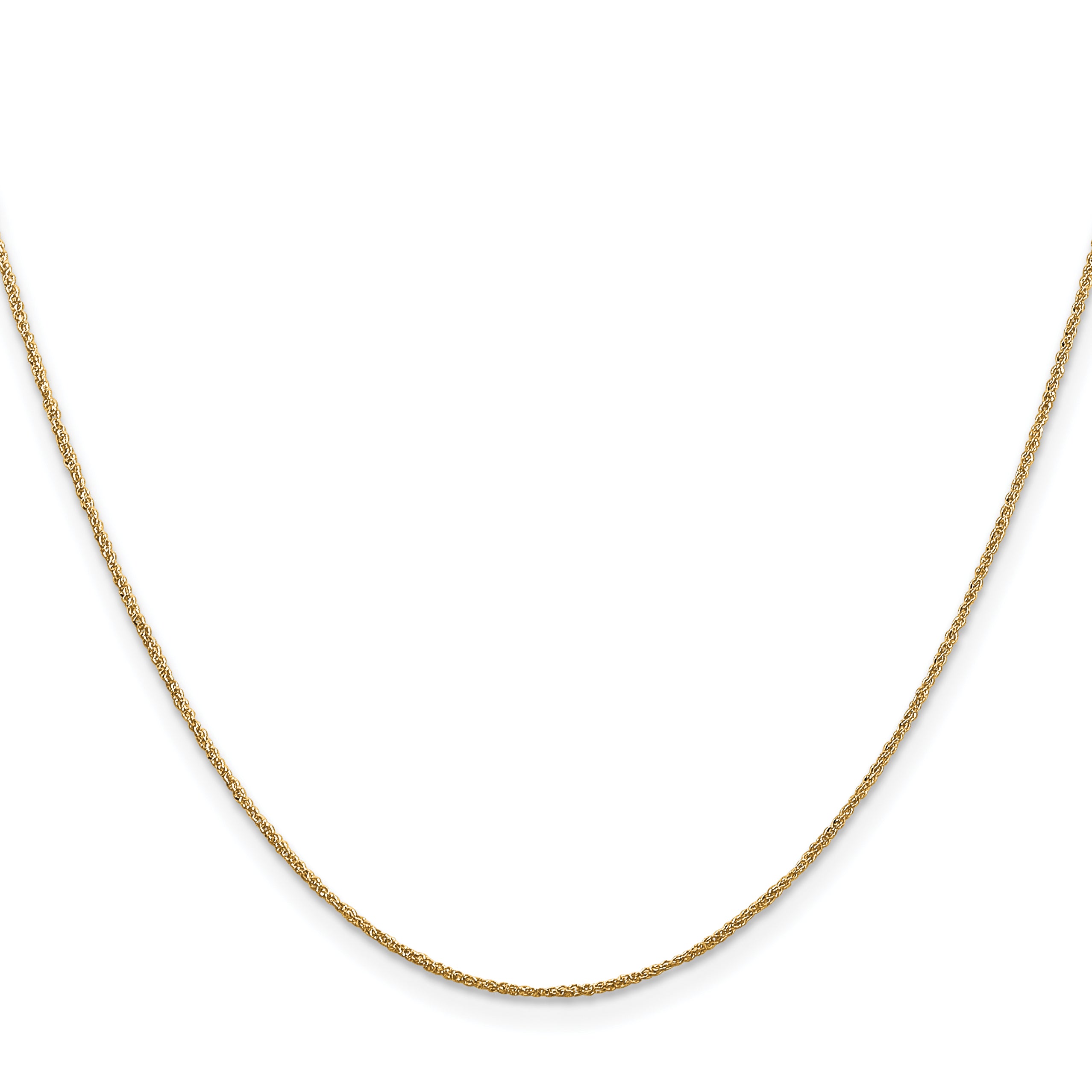 14K Yellow Gold Solid Rope Chain Necklace 0.7mm