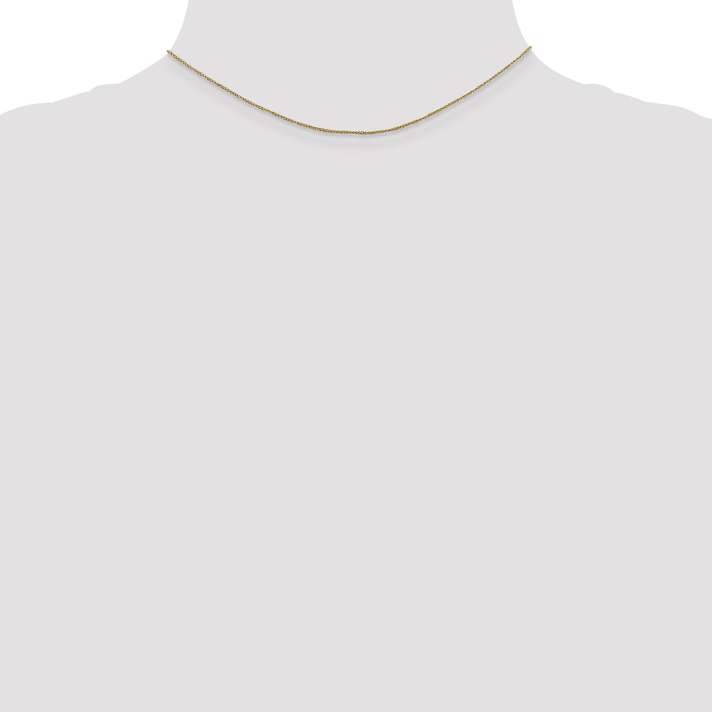 14K Yellow Gold Solid Rope Chain Necklace 0.7mm