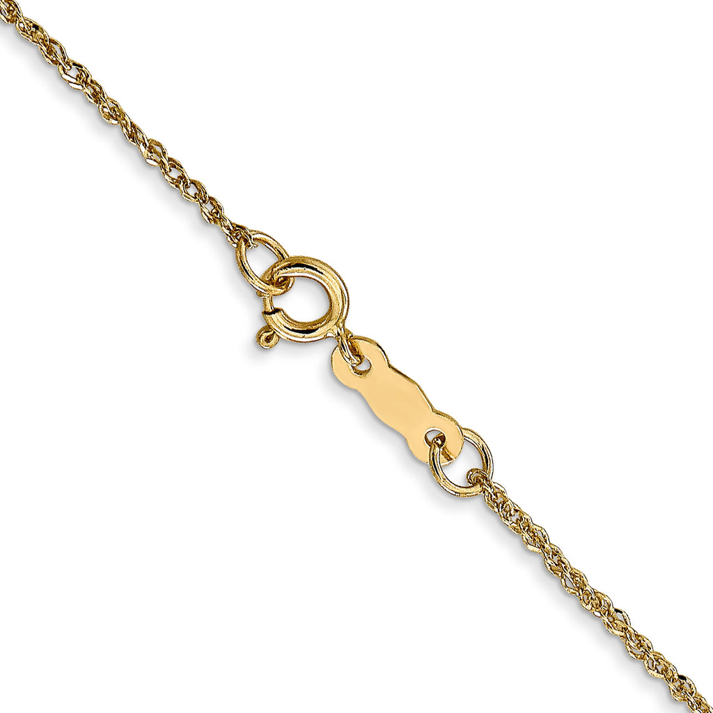 14K Yellow Gold Solid Rope Chain Necklace 1.1mm
