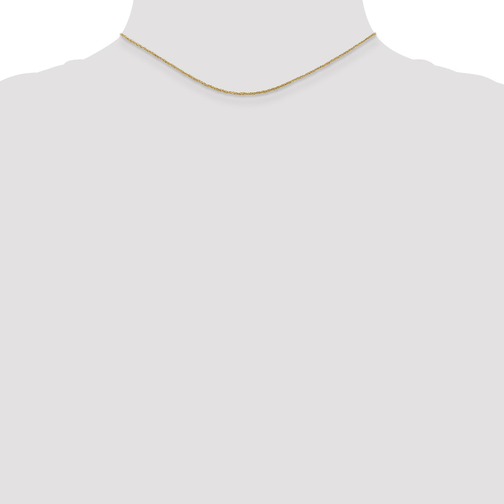 14K Yellow Gold Solid Rope Chain Necklace 1.1mm