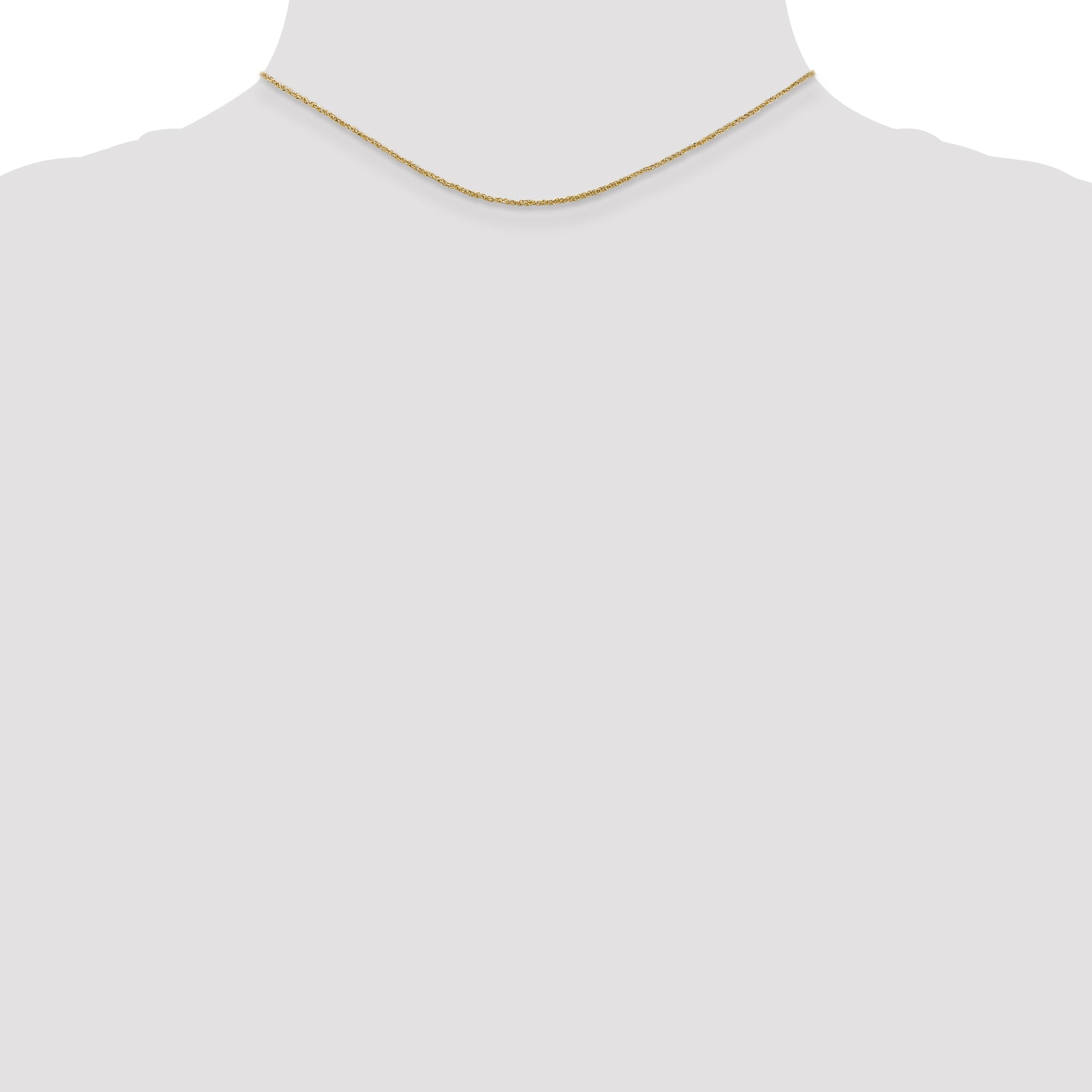 14K Yellow Gold Solid Rope Chain Necklace 1.1mm
