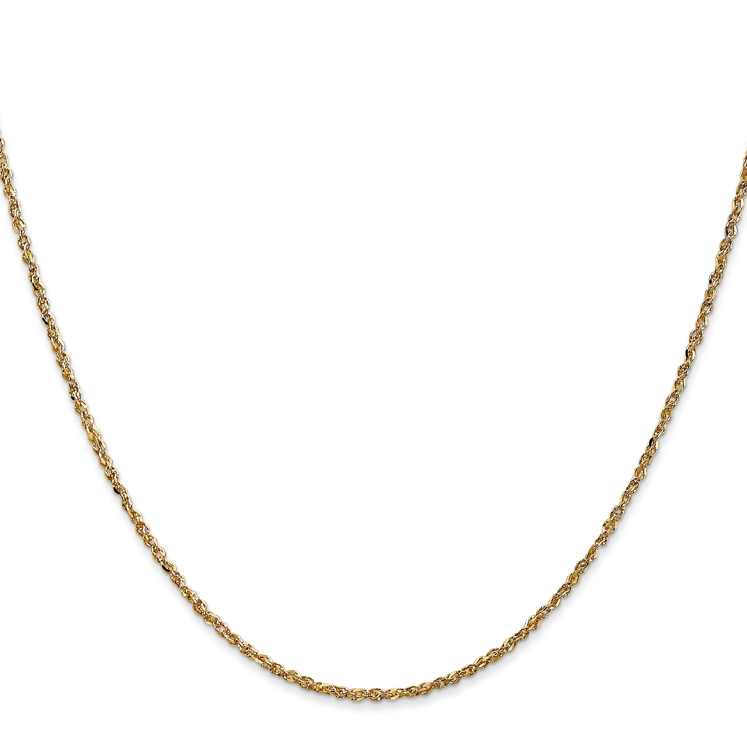 14K Yellow Gold Solid Rope Chain Necklace 1.7mm