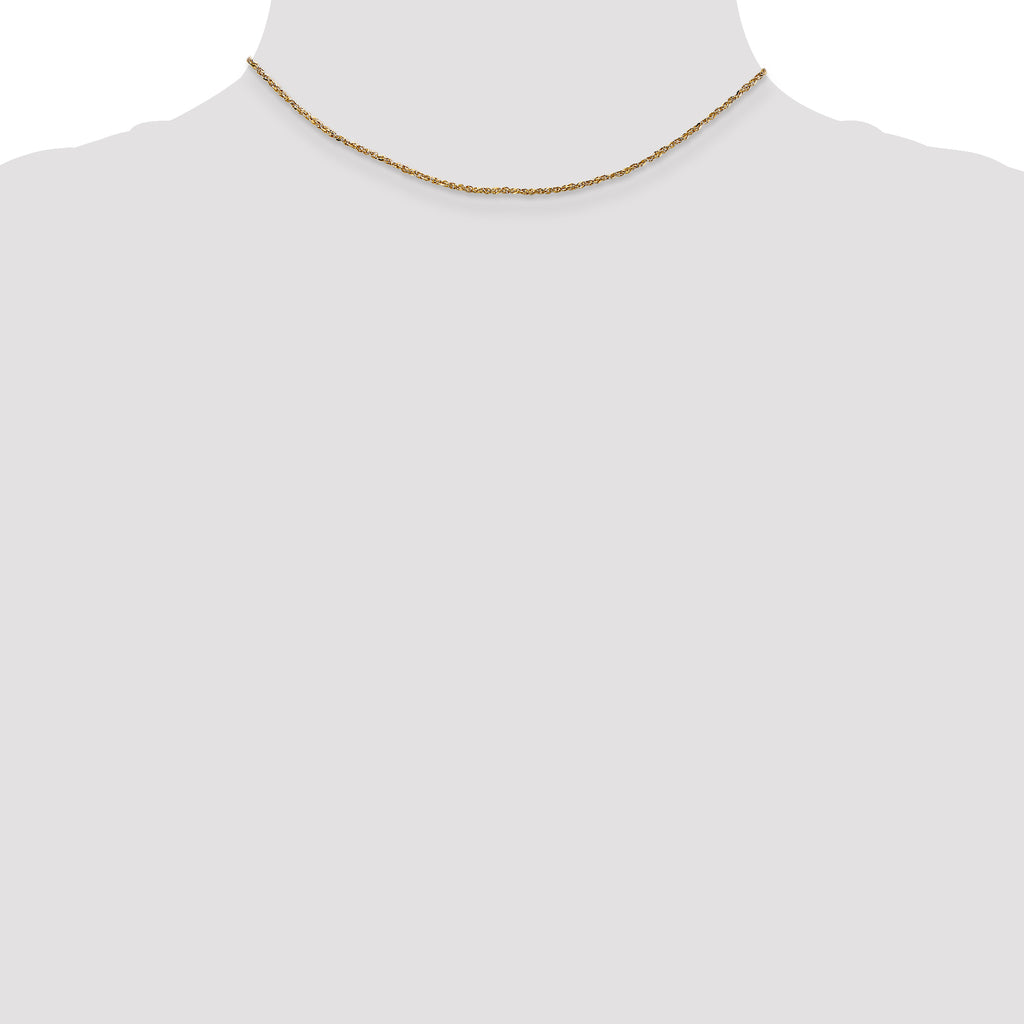 14K Yellow Gold Solid Rope Chain Necklace 1.7mm