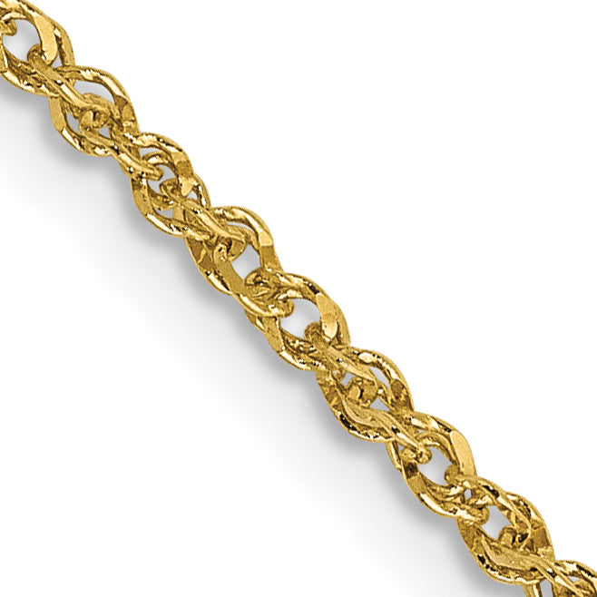 14K Yellow Gold Solid Rope Chain Necklace 1.7mm
