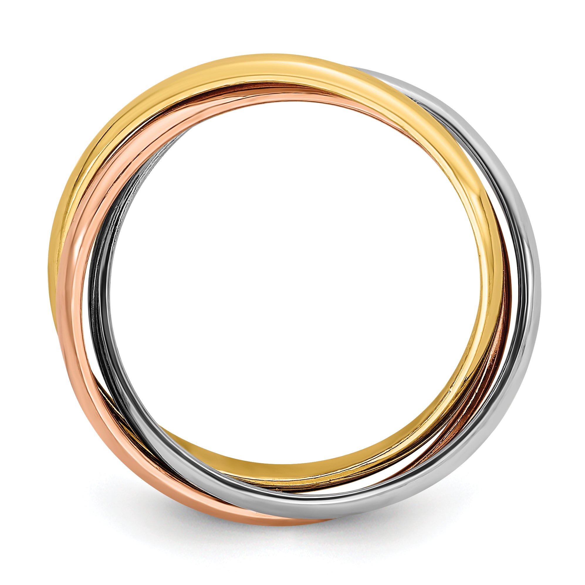 14k Tri-color Polished Rolling Ring Secondary image