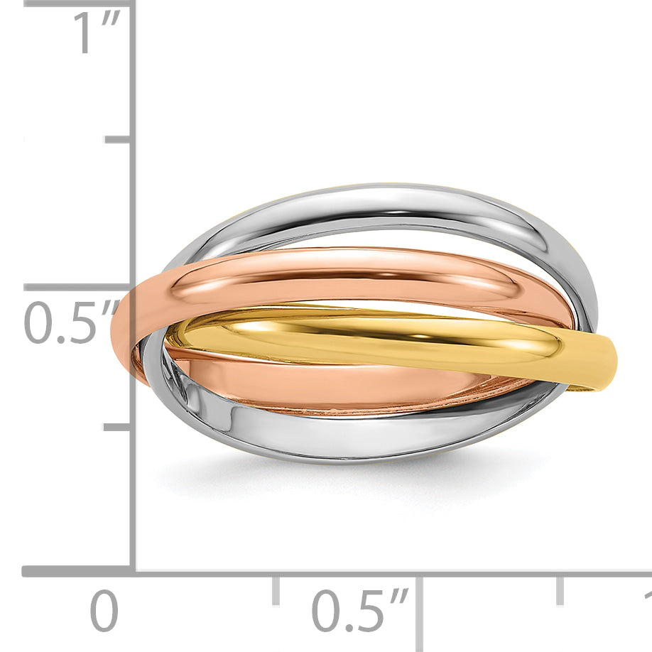 14k Tri-color Polished Rolling Ring