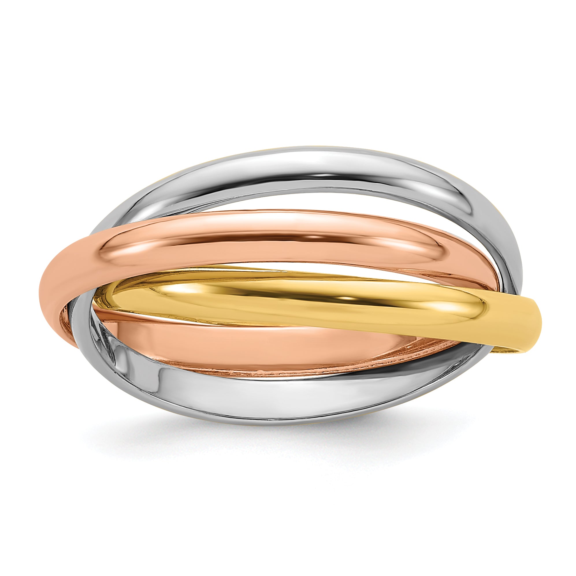 10K Rose Gold Tri-Color Polished Rolling Ring - Sophia Jewelers Main image
