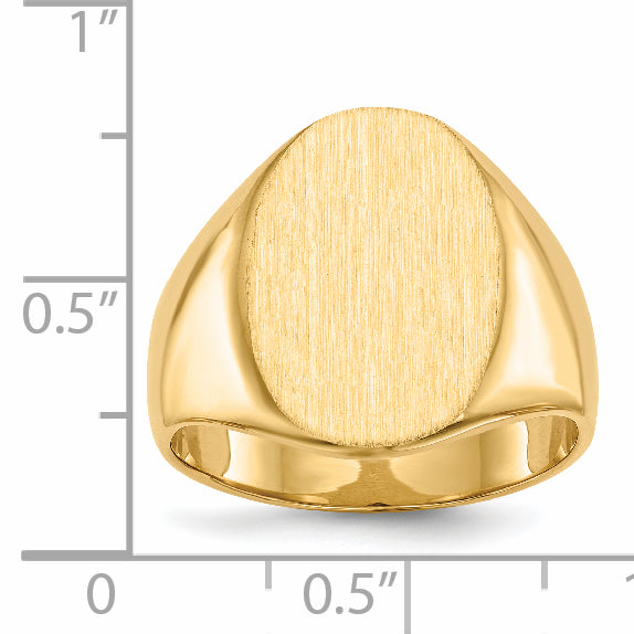14k 14.0x18.0mm Closed Back Mens Signet Ring