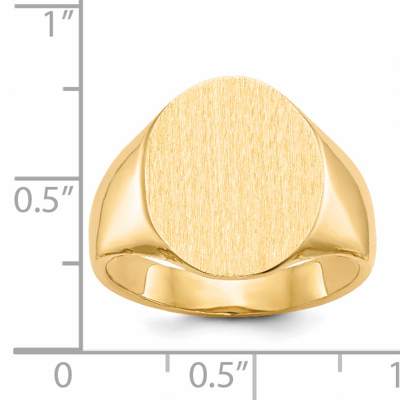 14k 14.0x18.0mm Open Back Mens Signet Ring