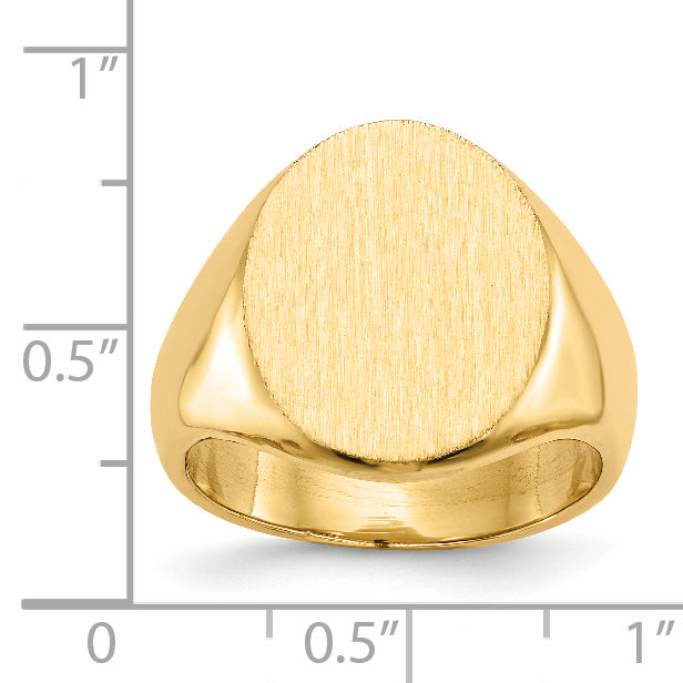 14k 14.0x17.5mm Closed Back Mens Signet Ring