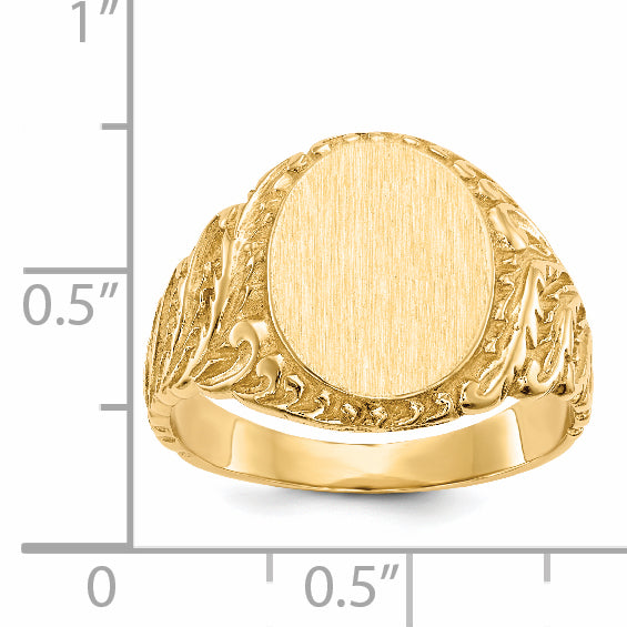 14k 10.5x13.0mm Closed Back Mens Signet Ring