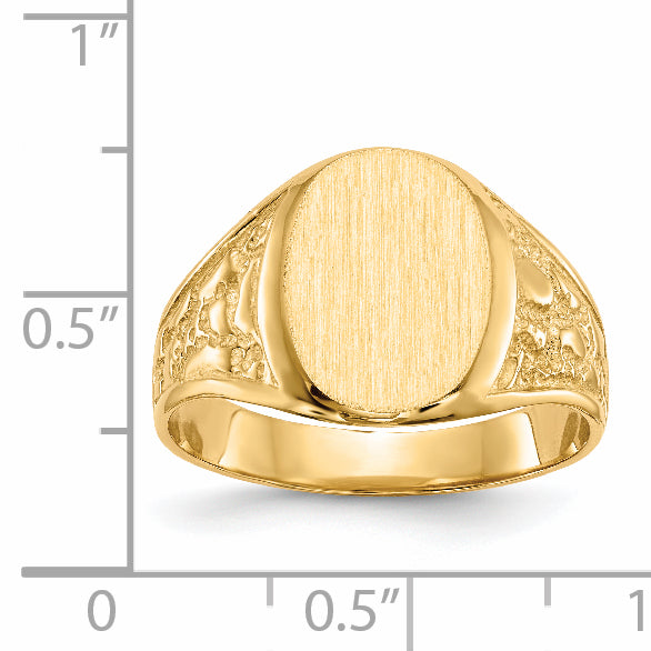 14k 11.0x14.5mm Closed Back Mens Signet Ring