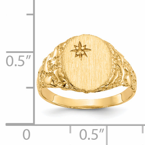 14k 9.0x11.0mm Closed Back Diamond Signet Ring Mounting (No Stone Included)