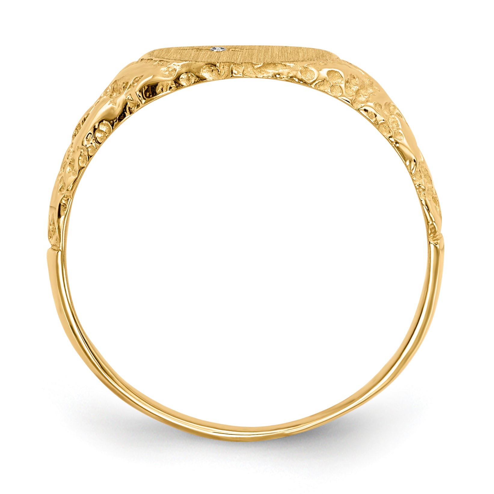14k 9.0x11.0mm Closed Back AA Diamond Signet Ring