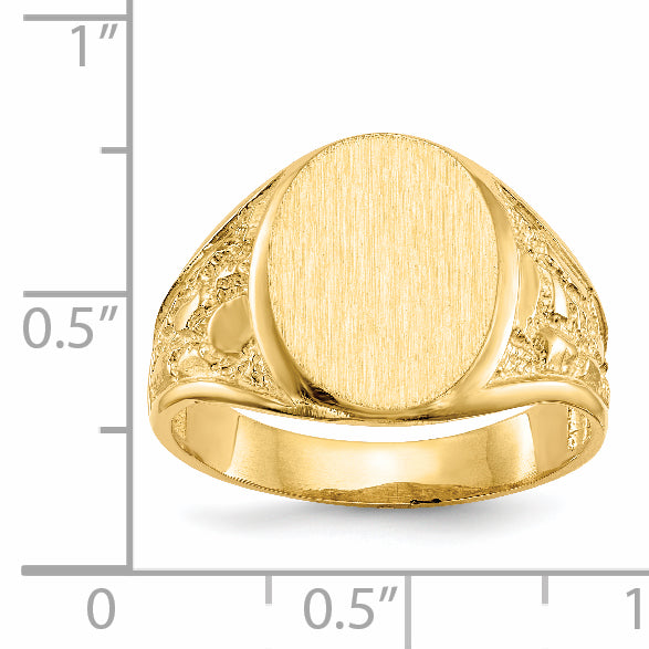 14k 11.5x15.0mm Open Back Mens Signet Ring
