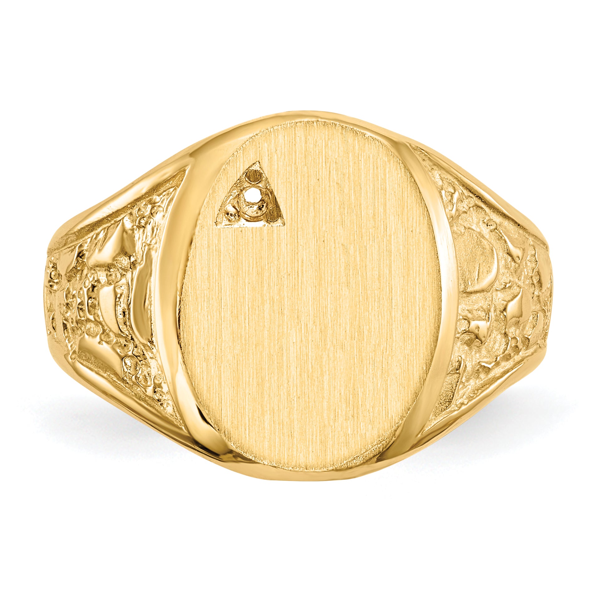 14k 11.0x15.0mm Open Back Diamond Mens Signet Ring Mounting (No Stone Included)