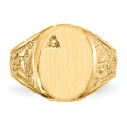 14k 11.0x15.0mm Open Back Diamond Mens Signet Ring Mounting (No Stone Included)