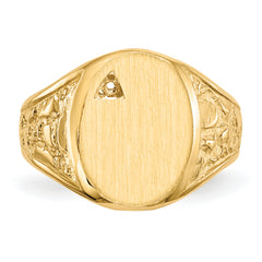 14k 11.0x15.0mm Open Back Diamond Mens Signet Ring Mounting (No Stone Included)