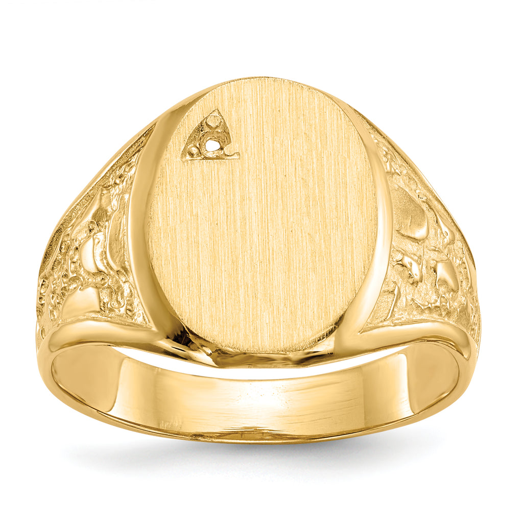 14k 11.0x15.0mm Open Back Diamond Mens Signet Ring Mounting (No Stone Included)