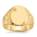 14k 11.0x15.0mm Open Back Diamond Mens Signet Ring Mounting (No Stone Included)