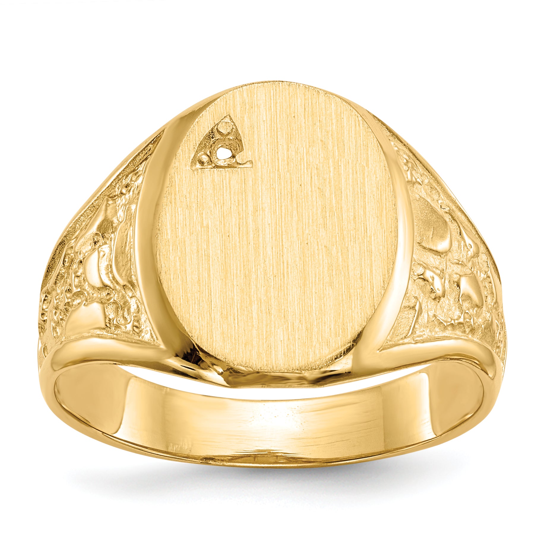 14k 11.0x15.0mm Open Back Diamond Mens Signet Ring Mounting (No Stone Included)