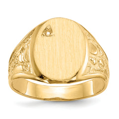 14k 11.0x15.0mm Open Back Diamond Mens Signet Ring Mounting (No Stone Included)