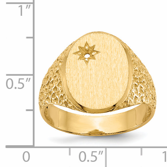 14k 12.0x16.0mm Open Back Diamond Mens Signet Ring Mounting (No Stone Included)