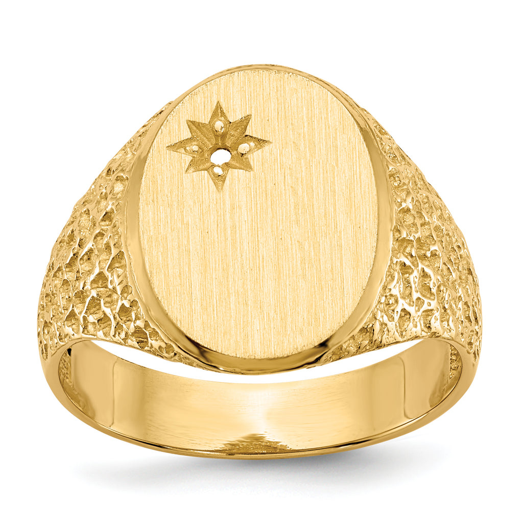 14k 12.0x16.0mm Open Back Diamond Mens Signet Ring Mounting (No Stone Included)