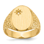 14k 12.0x16.0mm Open Back Diamond Mens Signet Ring Mounting (No Stone Included)