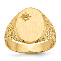 14k 12.0x16.0mm Open Back Diamond Mens Signet Ring Mounting (No Stone Included)