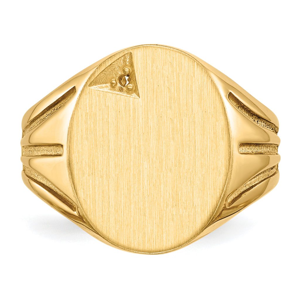 14k 14.0x16.0mm Open Back Diamond Mens Signet Ring Mounting (No Stone Included)