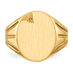 14k 14.0x16.0mm Open Back Diamond Mens Signet Ring Mounting (No Stone Included)