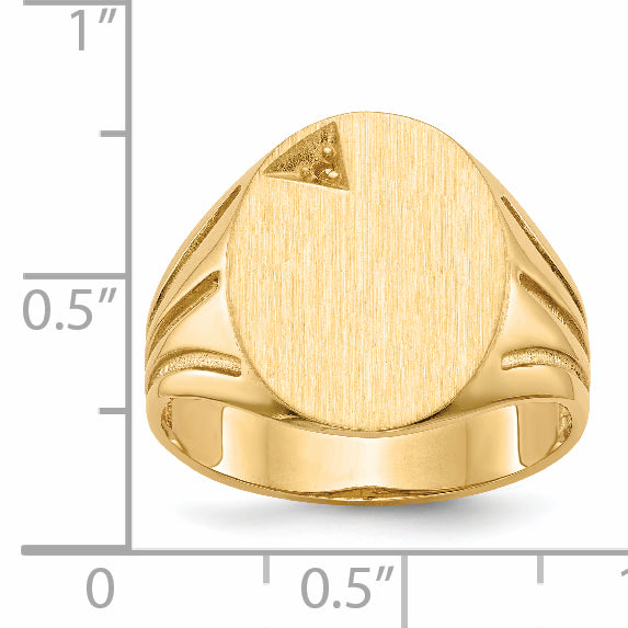 14k 14.0x16.0mm Open Back Diamond Mens Signet Ring Mounting (No Stone Included)