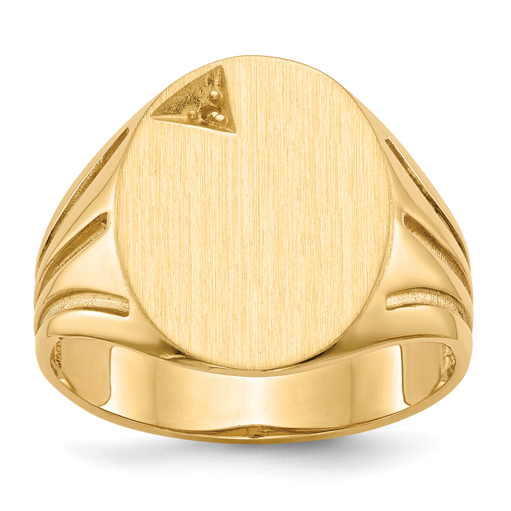 14k 14.0x16.0mm Open Back Diamond Mens Signet Ring Mounting (No Stone Included)