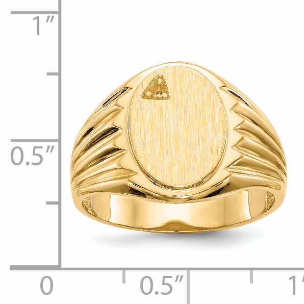 14k 10.0x13.5mm Open Back Diamond Mens Signet Ring Mounting (No Stone Included)