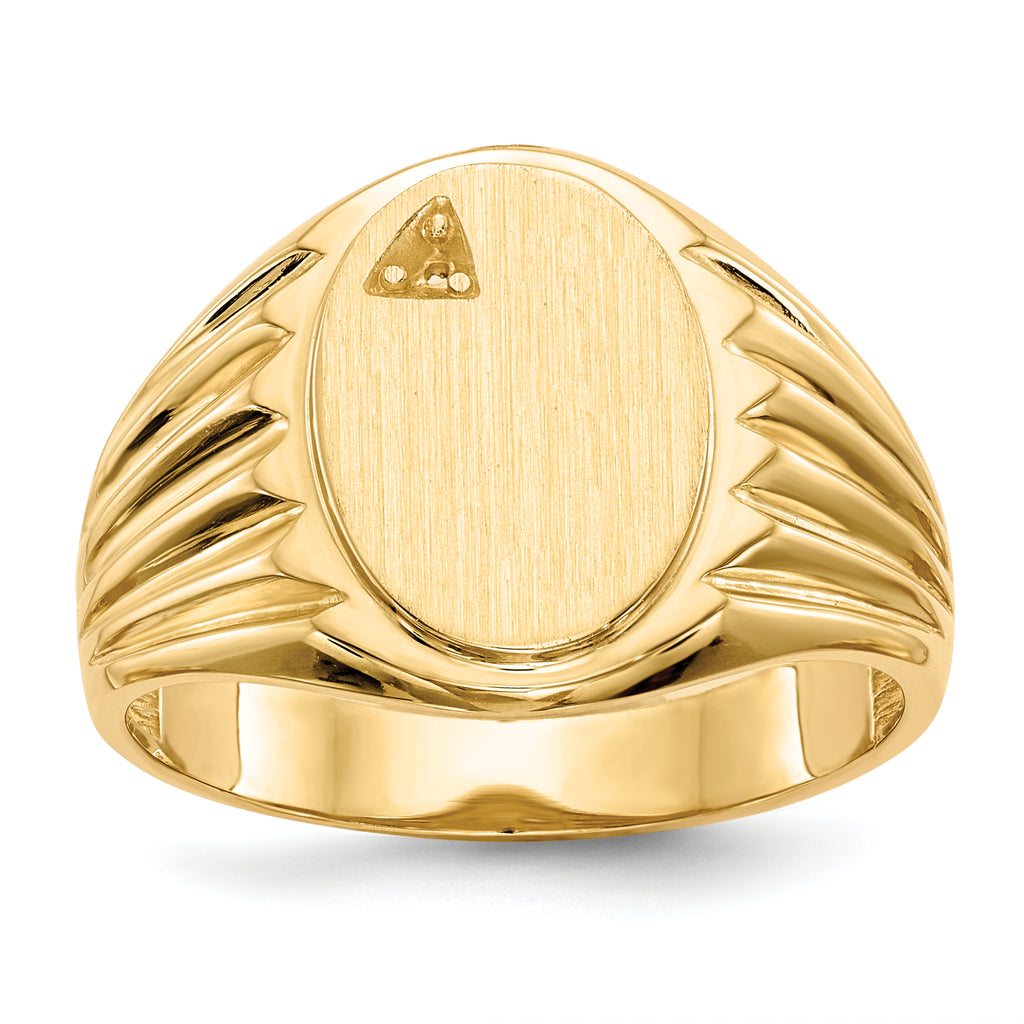 14k 10.0x13.5mm Open Back Diamond Mens Signet Ring Mounting (No Stone Included)
