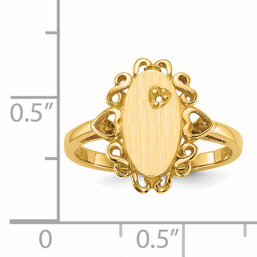 14k 6.0x11.5mm Open Back Diamond Signet Ring Mounting (No Stone Included)