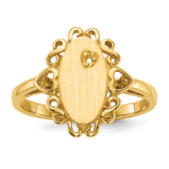 14k 6.0x11.5mm Open Back Diamond Signet Ring Mounting (No Stone Included)