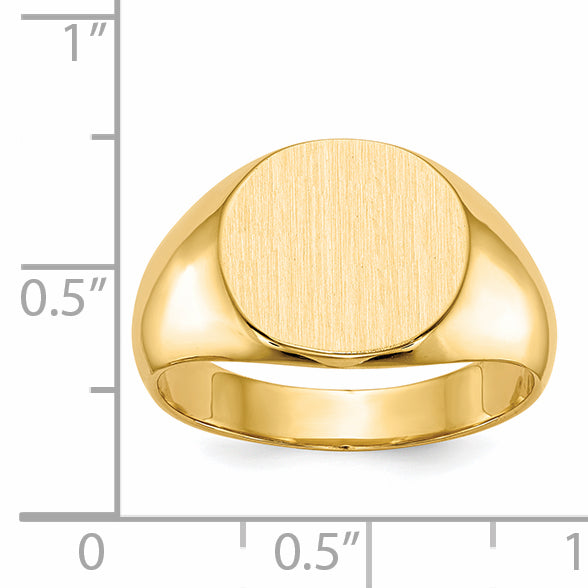 14k 13.5x12.5mm Closed Back Mens Signet Ring