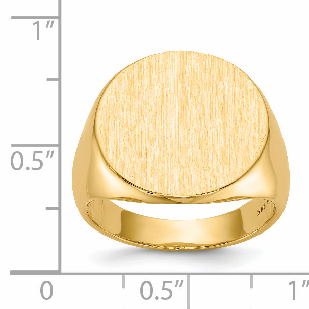 14k 18.0x17.5mm Closed Back Mens Signet Ring