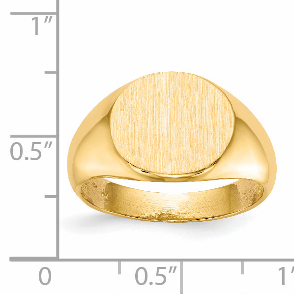 14k 13.5x12.5mm Open Back Mens Signet Ring