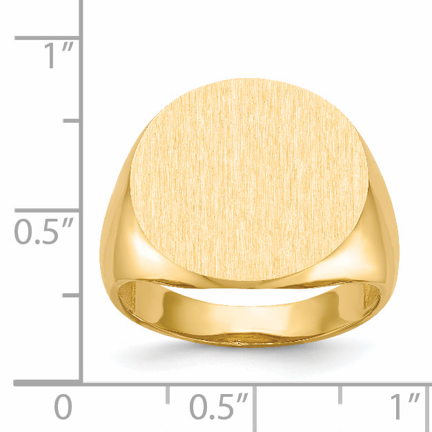 14k 18.0x17.5mm Open Back Mens Signet Ring