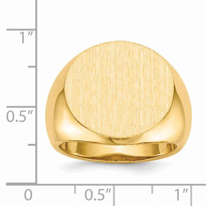 14k 18.0x18.0mm Open Back Mens Signet Ring