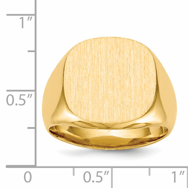14k 17.0x16.0mm Closed Back Mens Signet Ring